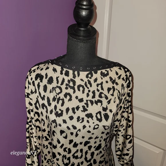 Janette Plus Black and Cream Animal Print Long Sleeve Dress Sz: 2X - Picture 9 of 10